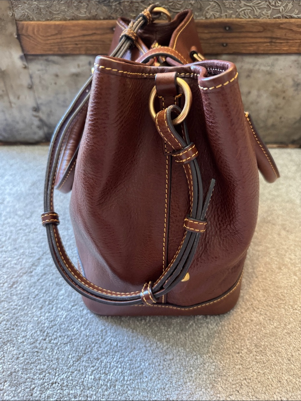Dooney & Bourke Florentine Perry Satchel in Chestnut - Picture 9 of 16